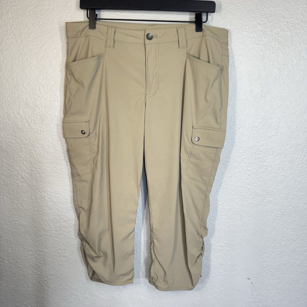 Eddie Bauer Travex Capri Pants Khaki Pockets Packable Travel Active Women 14